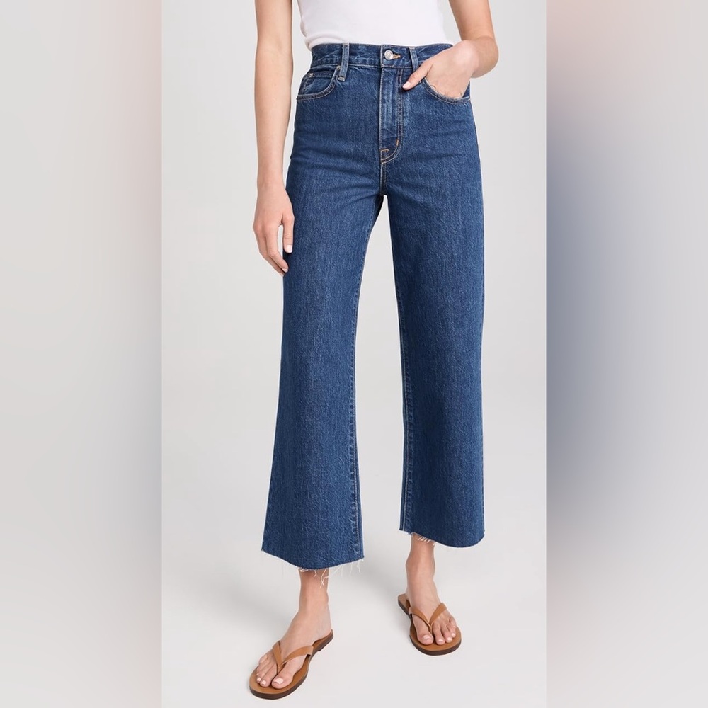SLVRLAKE Dark Blue Wide Leg High-Rise Jeans